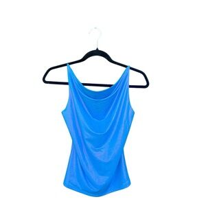 Vintage 90s Y2K Sleeveless Draped Metallic Blue Blouse Size Small Grunge Fairy